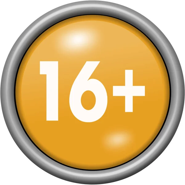 Oranje ontwerp 16 jaar in ronde 3d knop — Stockfoto