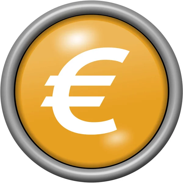 Orange design euro i runda 3d knappen — Stockfoto