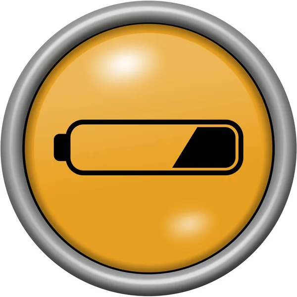 Πορτοκαλί σχεδίαση χαμηλής μπαταρίας σε στρογγυλό κουμπί 3d — Φωτογραφία Αρχείου
