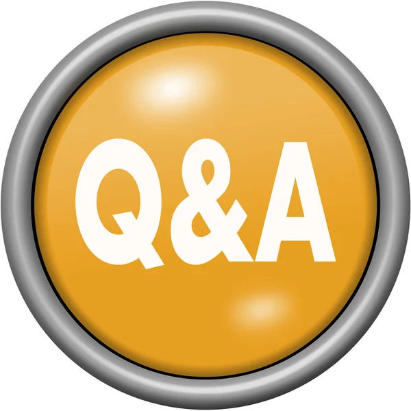 Design portocaliu Q și A în buton 3D rotund — Fotografie, imagine de stoc