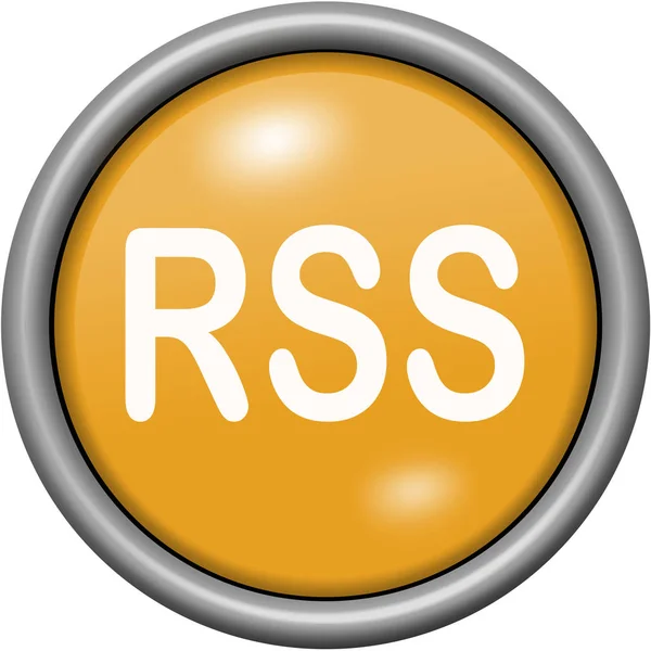 Πορτοκαλί σχεδιασμό Rss σε στρογγυλό κουμπί 3d — Φωτογραφία Αρχείου