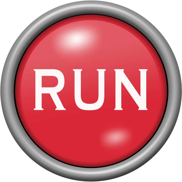 빨간색 디자인 라운드 3d 버튼 실행 — 스톡 사진