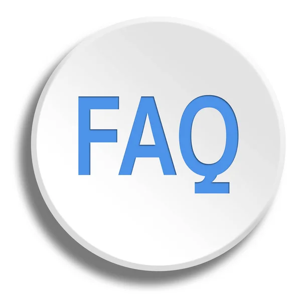 FAQ azul no botão branco redondo com sombra — Fotografia de Stock