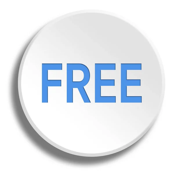 Blue free in round white button with shadow — Stock Photo, Image