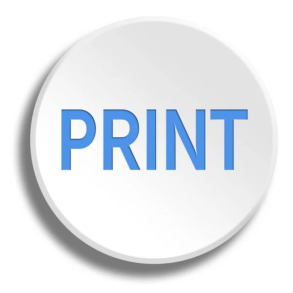 Impresión azul en botón blanco redondo con sombra —  Fotos de Stock