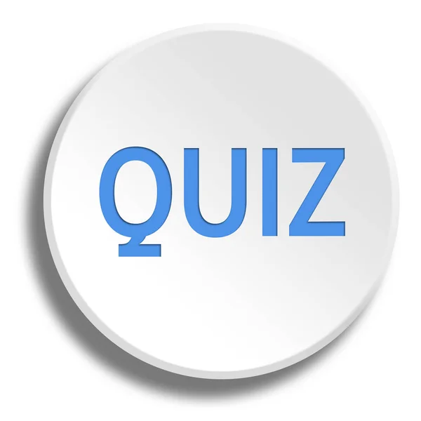 Blue quiz in round white button with shadow — Stock Photo, Image