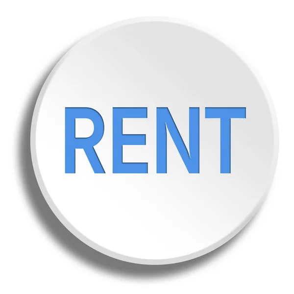 Blue rent in round white button with shadow — Stock Photo, Image