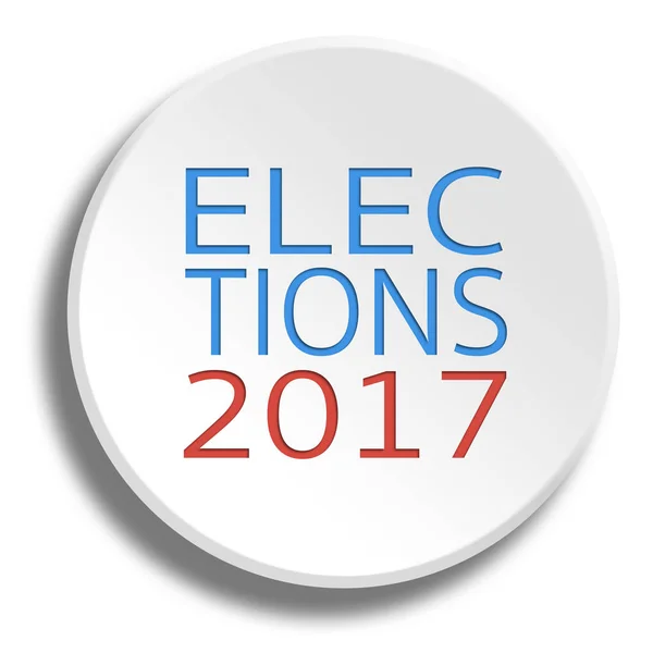 在圆形白色按钮与阴影的选举 2017 年 — 图库照片