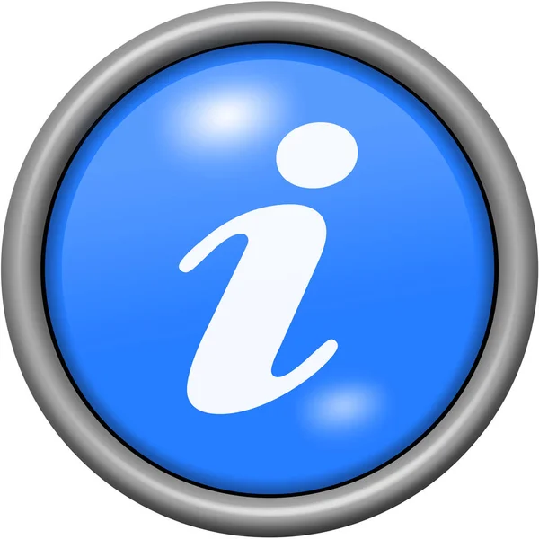 Blue design information in round 3D button — Stock Photo, Image