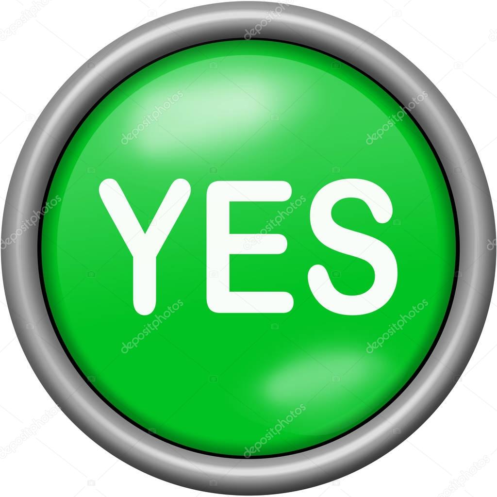 Green design Yes in round 3D button