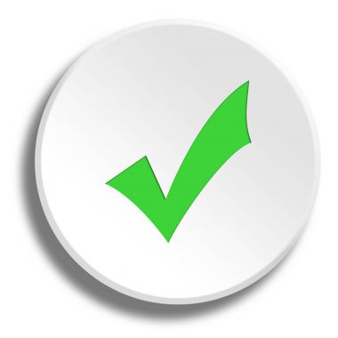 Tamam yuvarlak beyaz düğmesi gölge ile yeşil