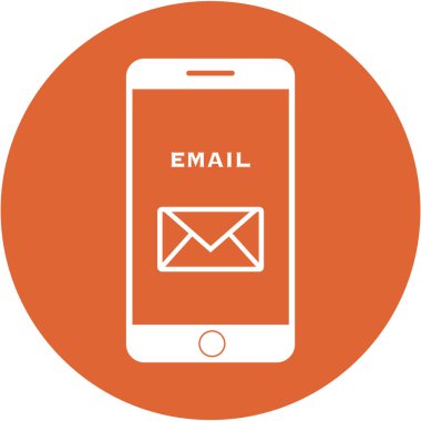 Turuncu e-posta tasarım bir düz yuvarlak düğmesi