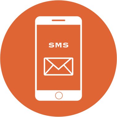 Portakal sms tasarım bir düz yuvarlak düğmesi