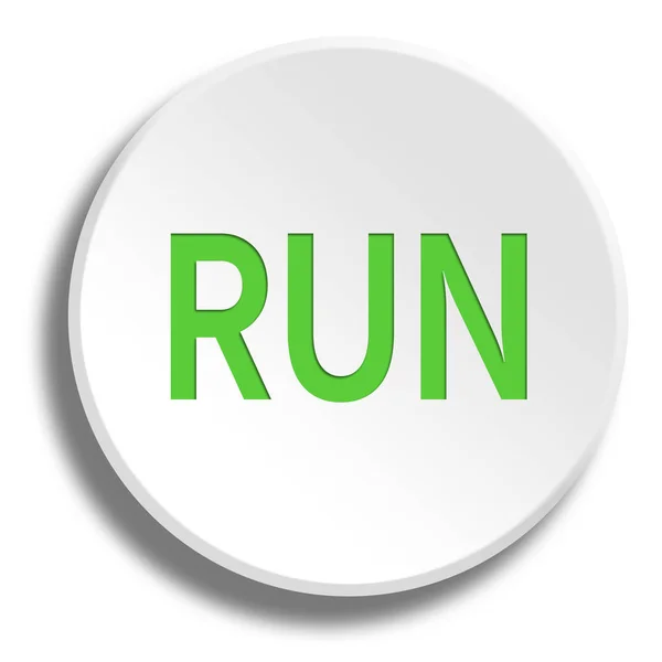 Correr verde em redondo botão branco com sombra — Fotografia de Stock