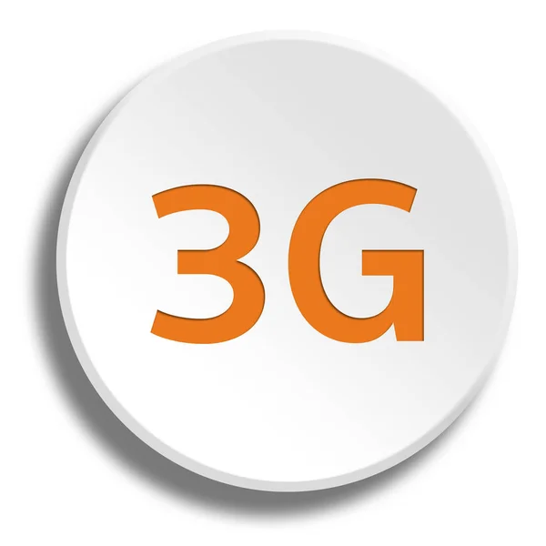 Arancione 3G in tondo pulsante bianco con ombra — Foto Stock