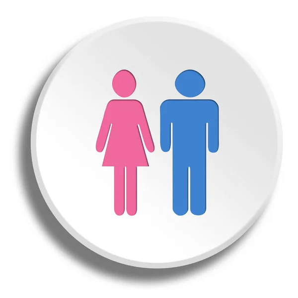 Hombre y Señora en botón redondo blanco con sombra —  Fotos de Stock