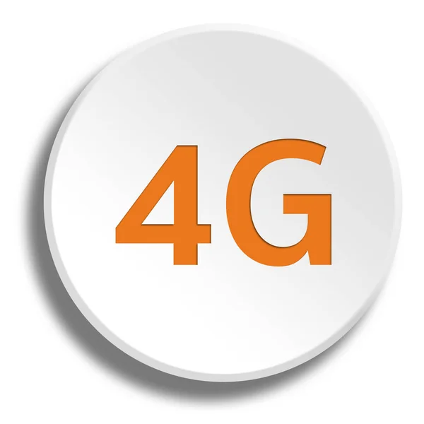 Orange 4G in round white button with shadow — Stock Photo, Image
