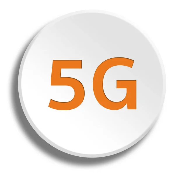 Orange 5G in round white button with shadow — Stock Photo, Image