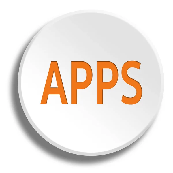 Aplicaciones naranjas en botón blanco redondo con sombra —  Fotos de Stock