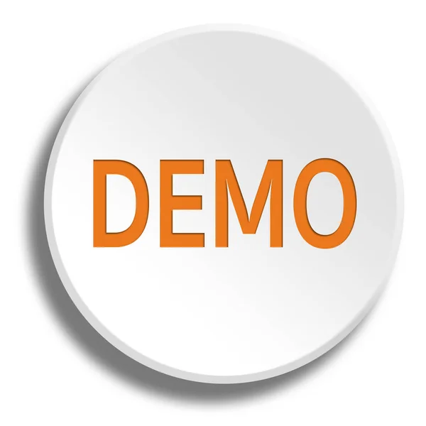 Orange demo i runda vita knappen med skugga — Stockfoto
