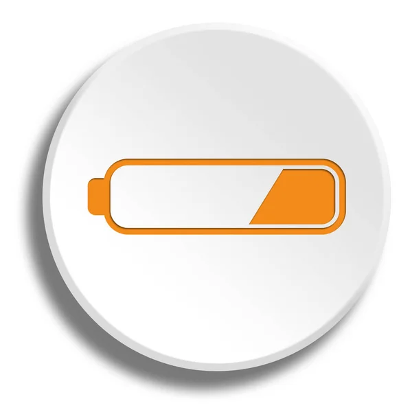 Batterie basse orange en bouton rond blanc avec ombre — Photo