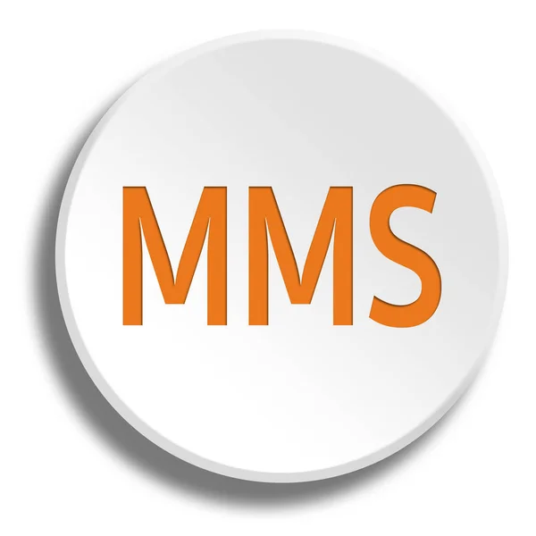 Mms orange en bouton rond blanc avec ombre — Photo