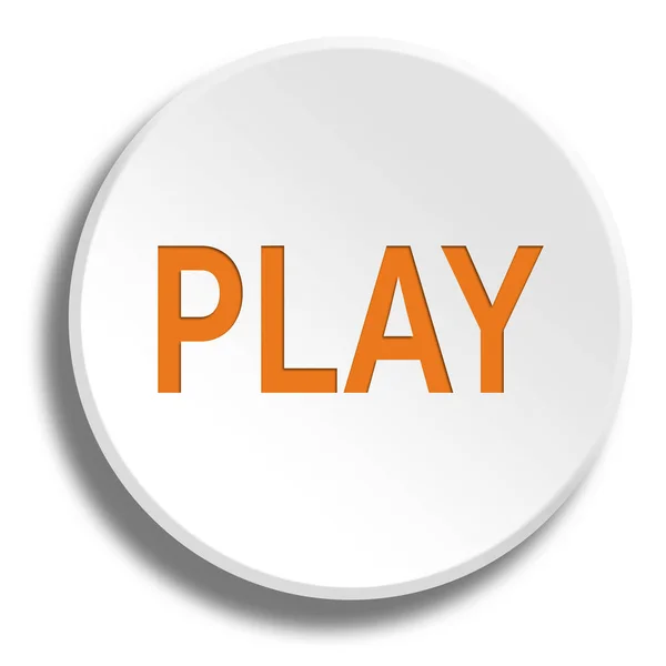 Orange play in round white button with shadow — Stock Photo, Image