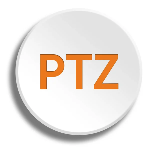 Ptz arancione in tondo pulsante bianco con ombra — Foto Stock