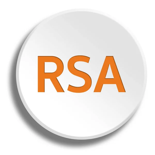 Orange rsa in round white button with shadow — Stock Photo, Image