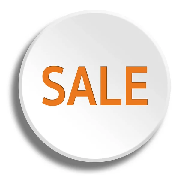 Turuncu yuvarlak beyaz düğmesi gölge ile satışında — Stok fotoğraf