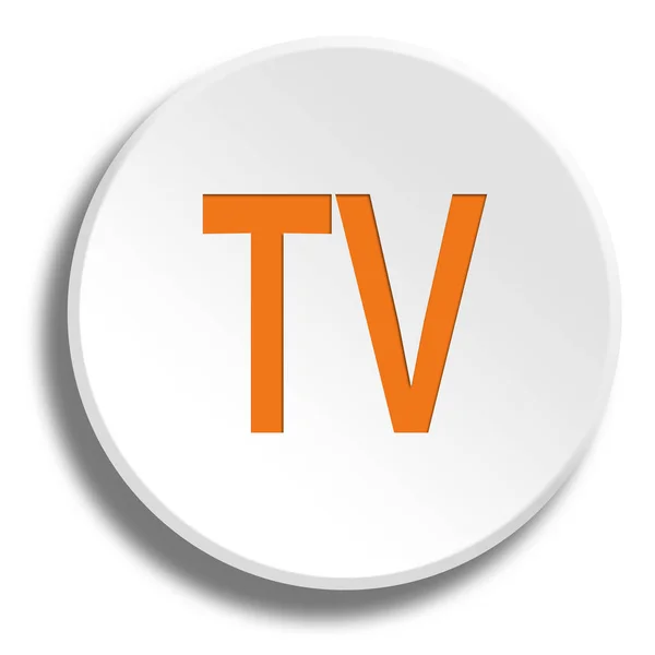 Orange TV in round white button with shadow — Stock Photo, Image