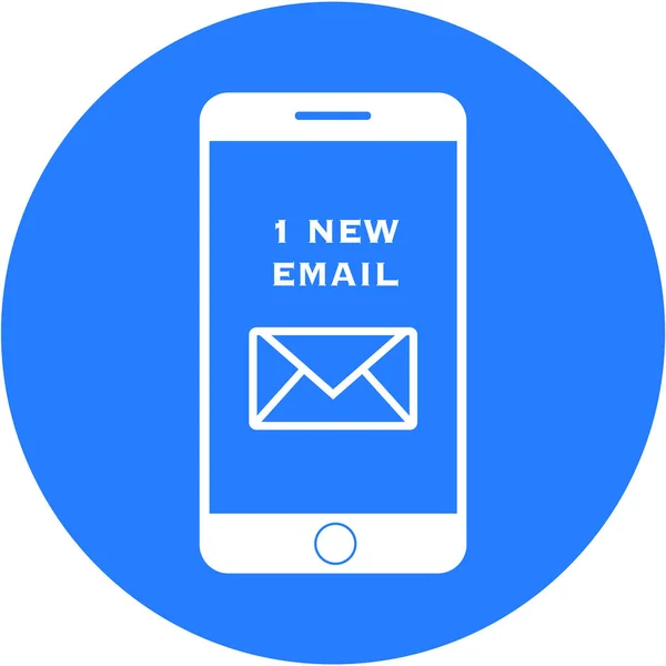 Nouveau design email bleu dans un bouton rond plat — Photo