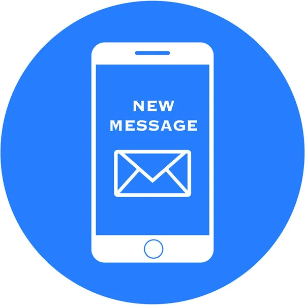 Kék új üzenet design egy lapos, kerek gomb — Stock Fotó