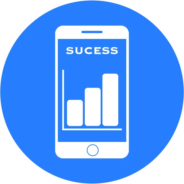 Blå framgång design i en platt rund knapp — Stockfoto