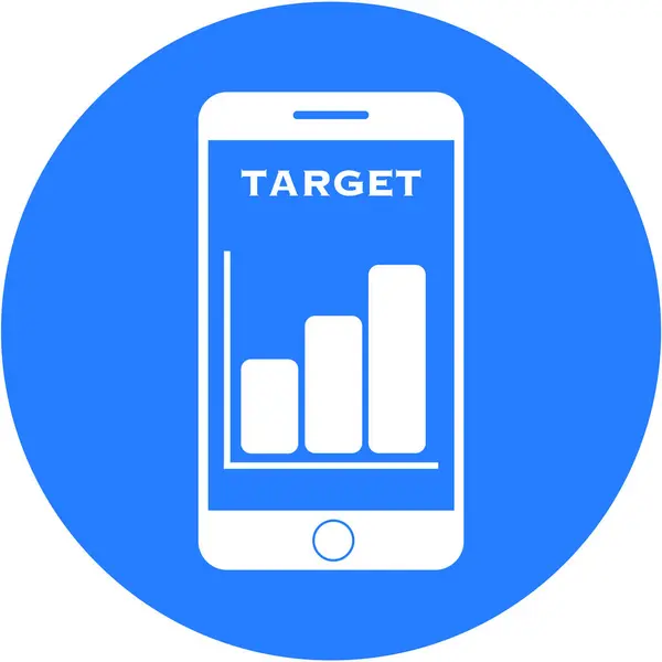 Blå mål design i en platt rund knapp — Stockfoto