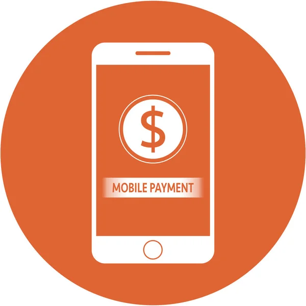 Orange mobile payment and dollar sign design in a flat round bu — стоковое фото