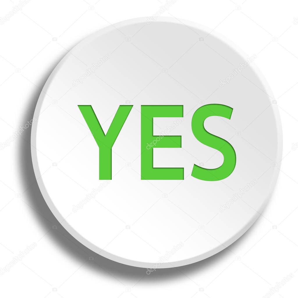 Green yes in round white button with shadow