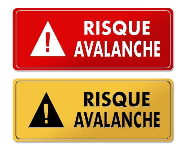 Lavina kockázati figyelmeztetés panelek a francia fordítás — Stock Fotó