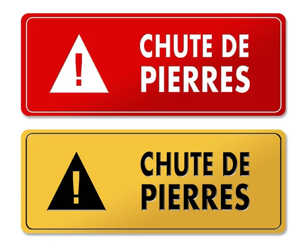 Düşen taş uyarı uyarı panellerinde Fransızca çeviri — Stok fotoğraf