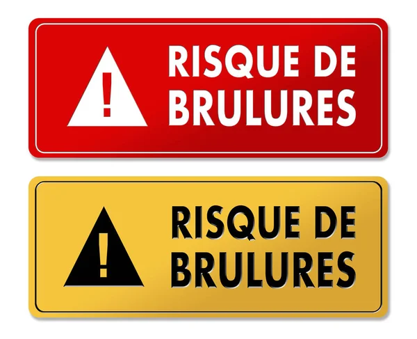 Risk Burns uyarı panelleri Fransızca çeviri — Stok fotoğraf
