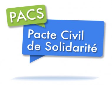 Renkli baloncuklar Fransız Pacs baş harfleri