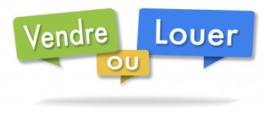 Satmak ya da kiralamak illüstrasyon üç renkli baloncuklar içinde