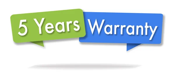 Warranty 5 years illustration in two colored bubbles — Stock Photo, Image