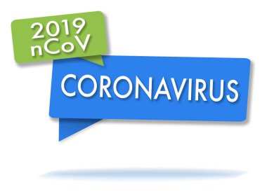 İki yeşil ve mavi renkli Coronavirüs