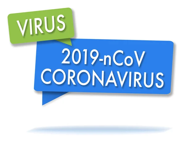 Koronavirus ve dvou bublináchzelená a modrá — Stock fotografie