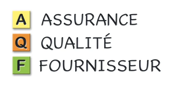Aqf kezdőbetűk színes 3d kockák jelentése francia nyelven — Stock Fotó