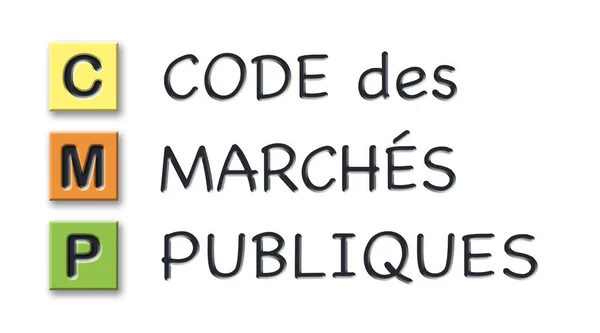 Cmp initialen in gekleurde 3D blokjes met betekenis in het Frans — Stockfoto