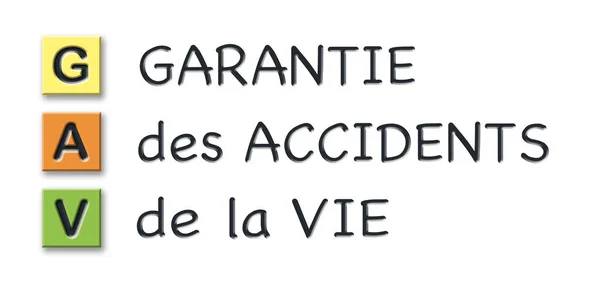 Sigle GAV in cubi 3d colorati con significato in lingua francese — Foto Stock