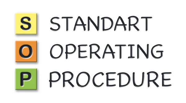 अर्थ के साथ रंगीन 3 डी घन में एसओपी प्रारंभिक — स्टॉक फ़ोटो, इमेज