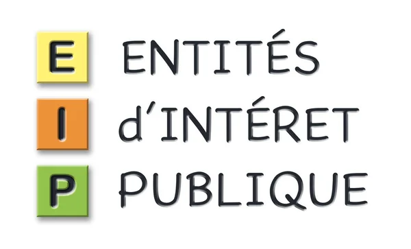 EIP ініціали в кольорових 3d кубиках зі значенням французькою мовою — стокове фото